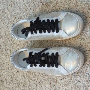 J Crew Silver and Black Sneakers size 8